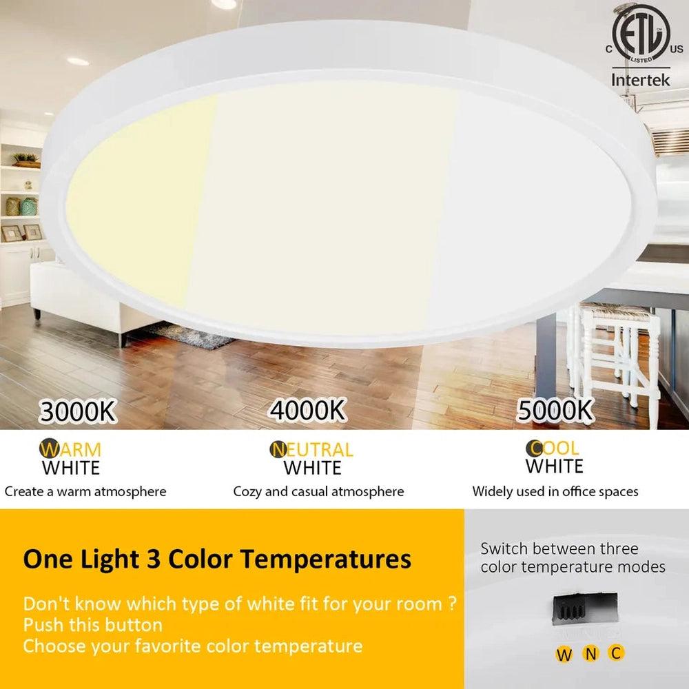 Plafonnier ultra mince 12'' blanc 24W avec CCT ajustable