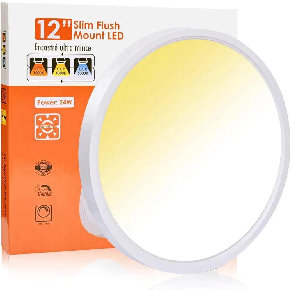 Plafonnier ultra mince 12'' blanc 24W avec CCT ajustable