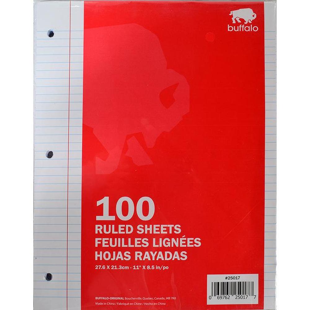 Buffalo Ruled Loose-Leaf Paper - 100 Sheets Letter Size