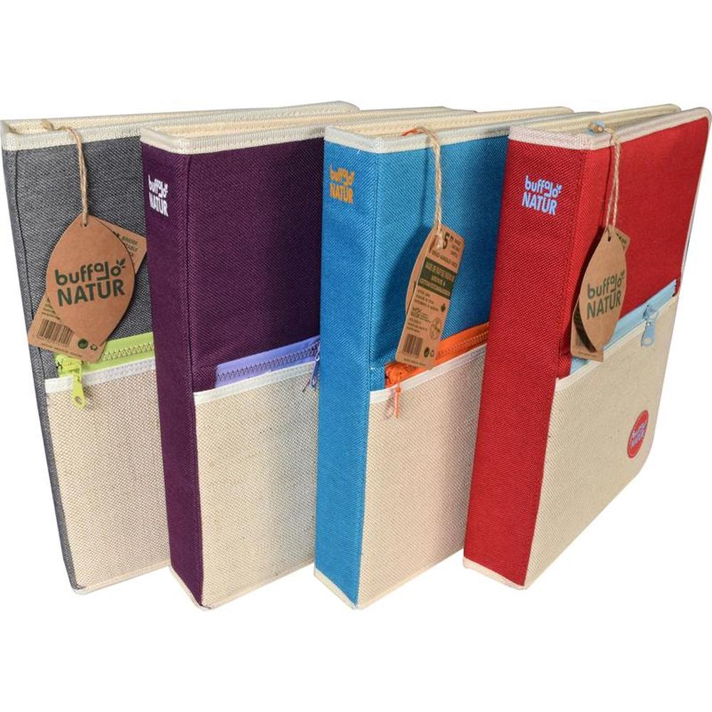 Buffalo Jute Binder with Zippered Pocket 1.5 Inch - Assorted Colors