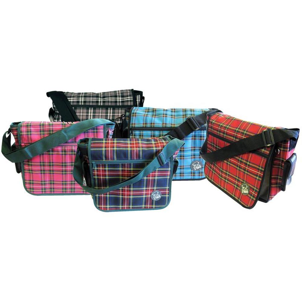 Buffalo Plaid Messenger Bag with Multiple Pockets