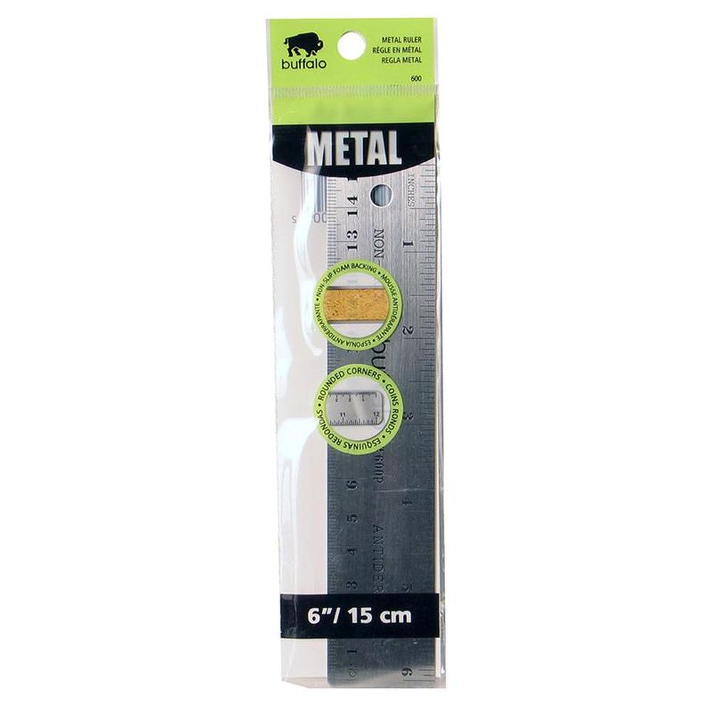 Buffalo Non-Slip Stainless Steel Ruler 15cm