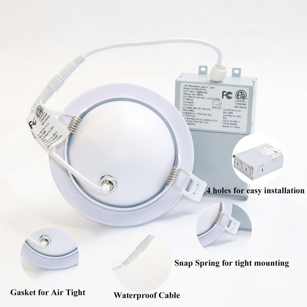 Luminaire encastré pivotant 360º blanc 4'' 9W 3000K/4000K/5000K