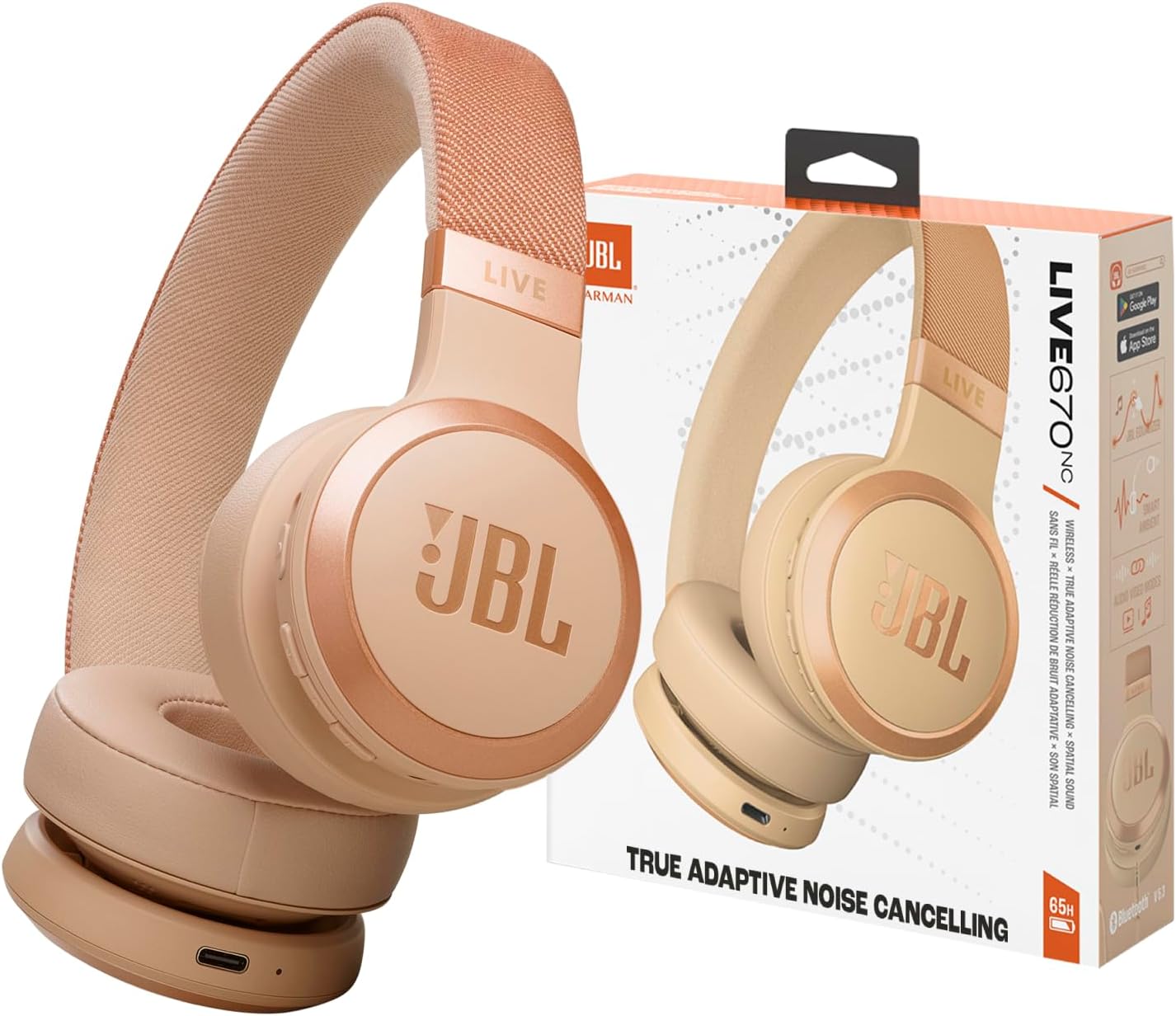 JBL Live 460NC Casque supra-auriculaire sans fil avec suppression du bruit longue durée de vie et commande vocale