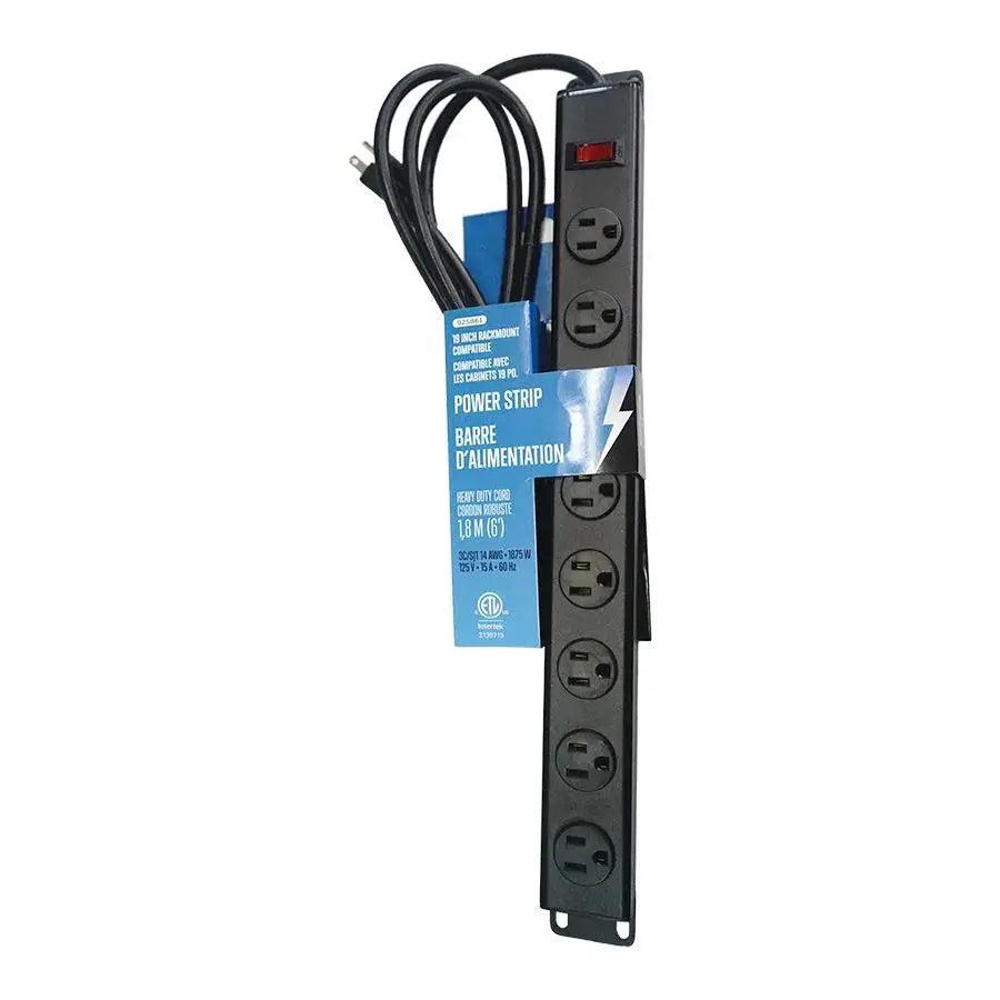 Barre d'alimentation à 8 prises pour montage en rack - 125V - 15A - Noir - 1.8 m