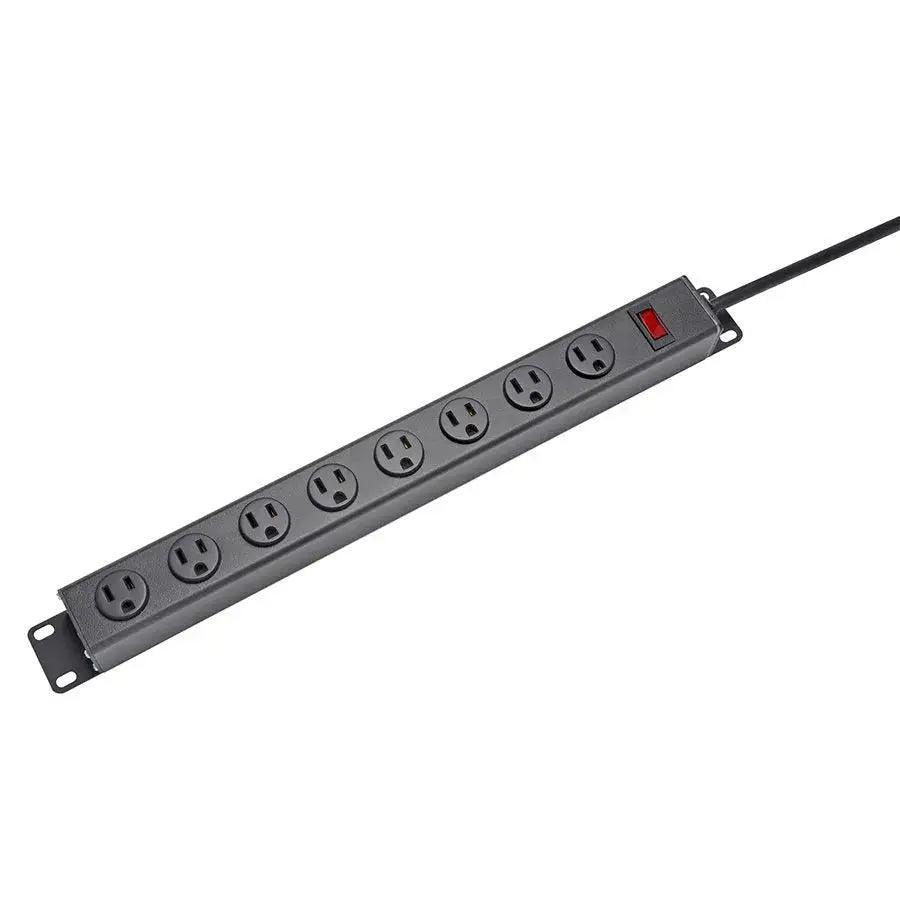 Barre d'alimentation à 8 prises pour montage en rack - 125V - 15A - Noir - 1.8 m