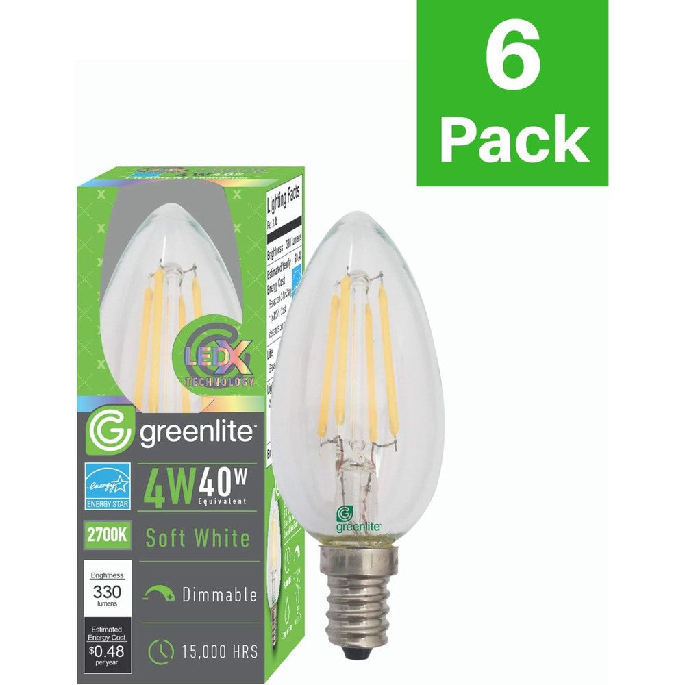 Ampoule LED à filament B10 graduelle 4W 2700K - 6/pqt