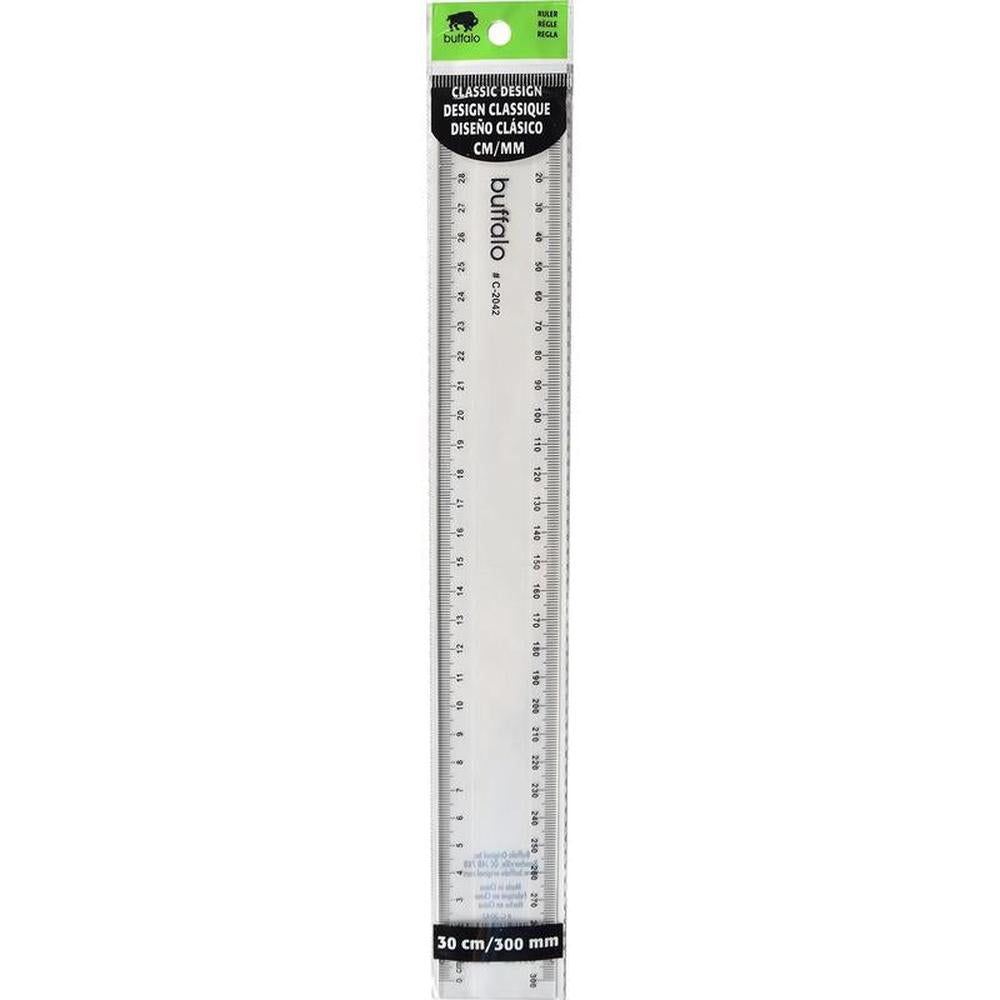 Buffalo Transparent Plastic Ruler 30cm - Metric Graduations