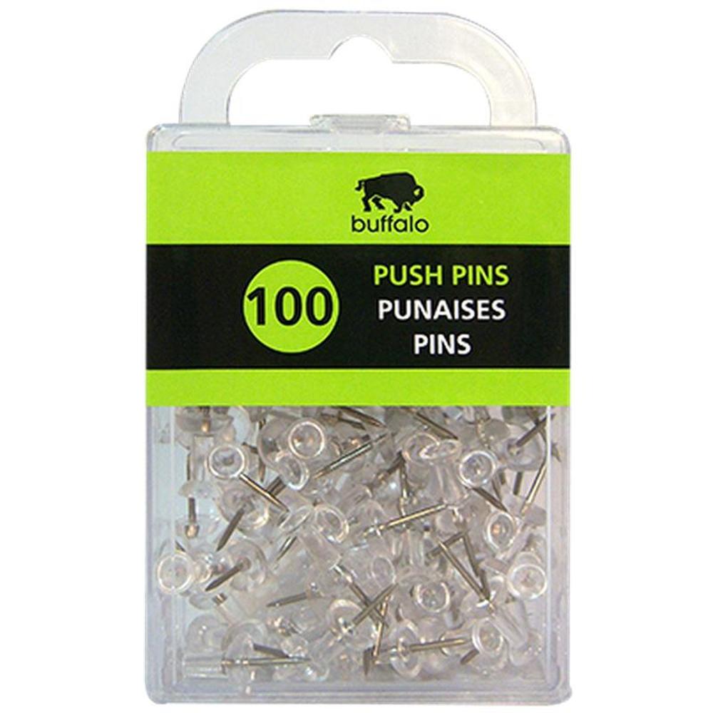 Buffalo Transparent Push Pins - Pack of 100