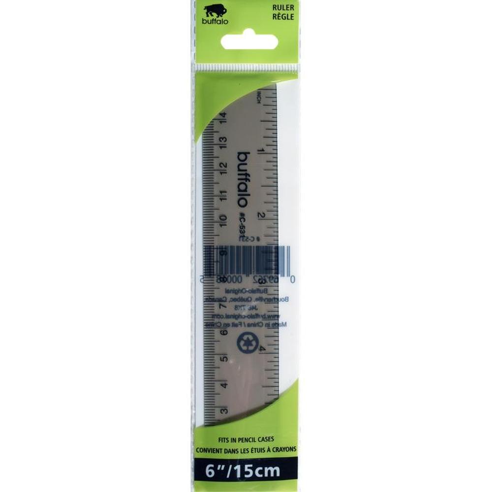 Buffalo Transparent Plastic Ruler 15cm