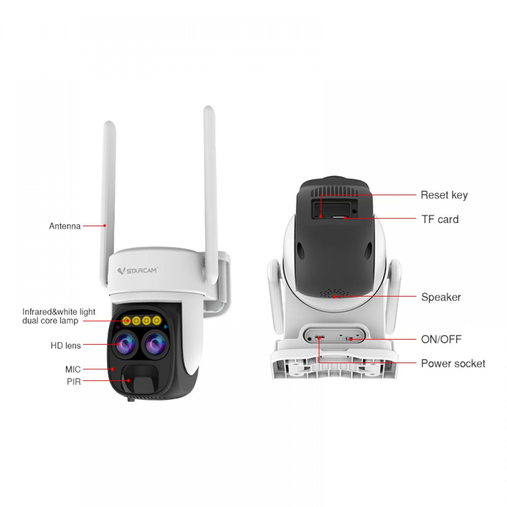 Caméra intelligente IP HD 1080P 3MB motorisée VStarcam CB67D avec panneau solaire