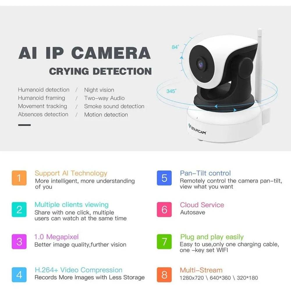 Caméra HD motorisée Wi-Fi Smart IP 3.0 MP VStarcam C24S