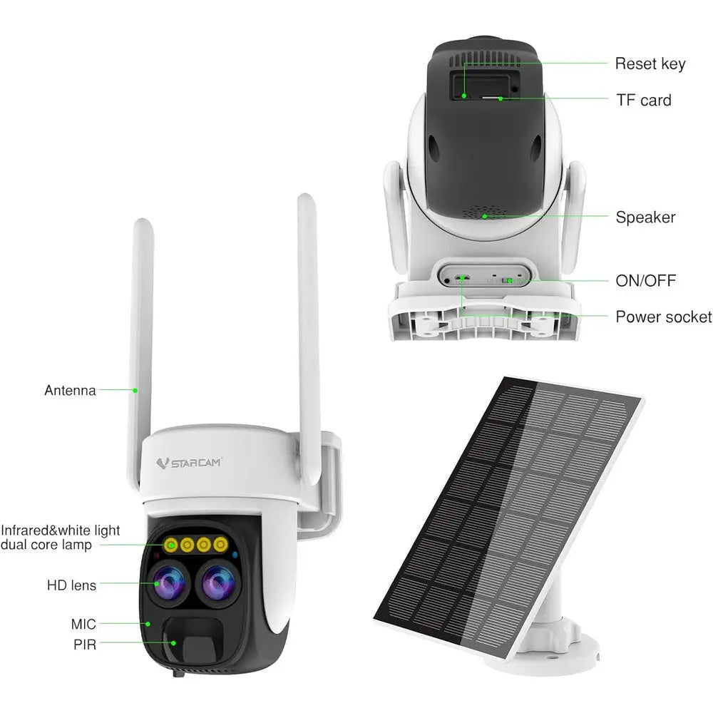 Caméra de surveillance à double objectif à énergie solaire - VStarcam CB67D