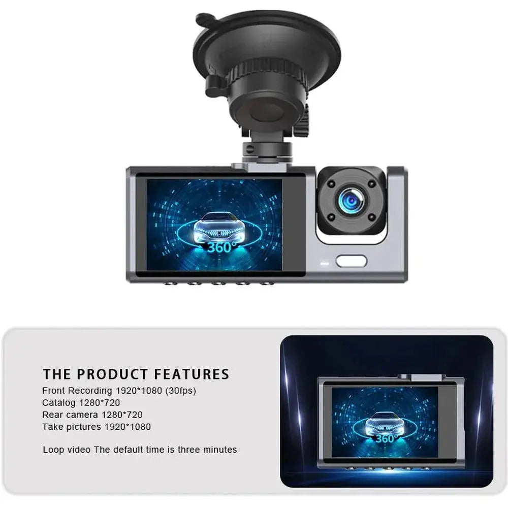 Caméra de tableau de bord à triple objectif HD 1080P - MIDAN Electronic