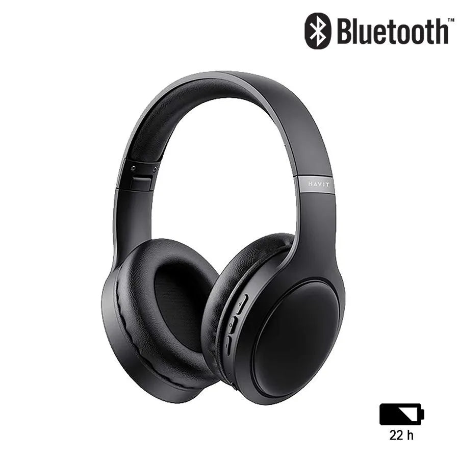 Casque sans fil HAVIT supra-aural avec microphone intégré - Bluetooth Noir