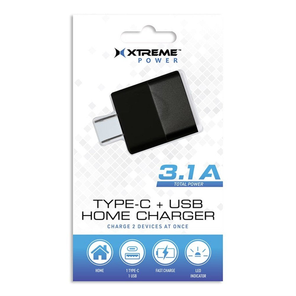 Chargeur USB murale 2 ports USB-C + USB-A XTREME 3.1A