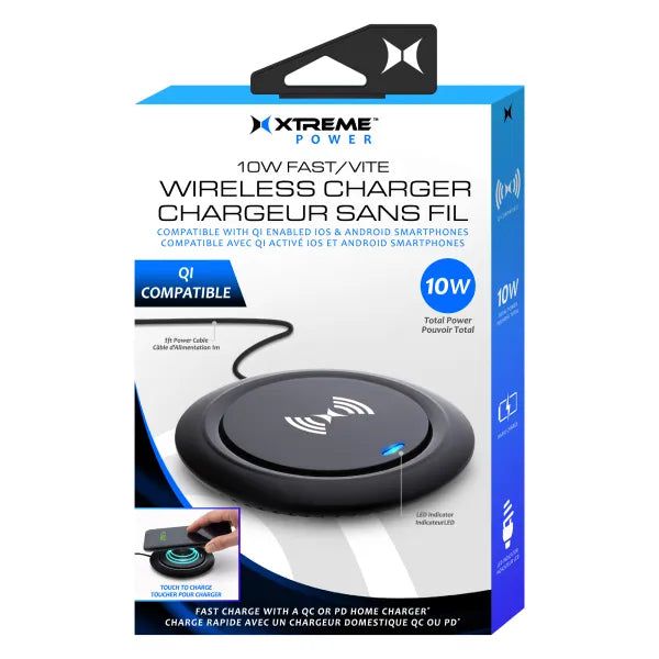 Chargeur sans fil QI 10W - noir