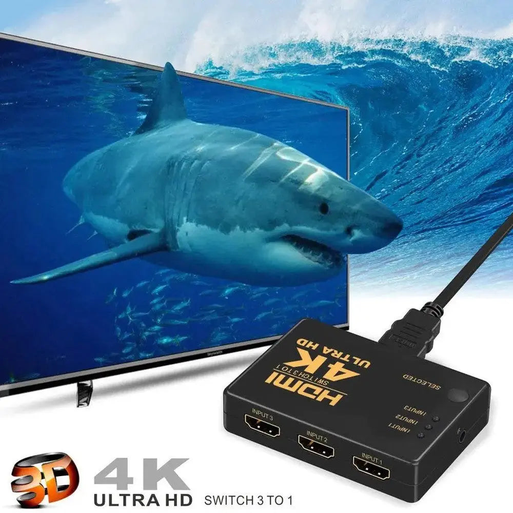 Commutateur HDMI 4K Elite en Aluminium 3 en 1 - Expérience Home Cinéma Optimal