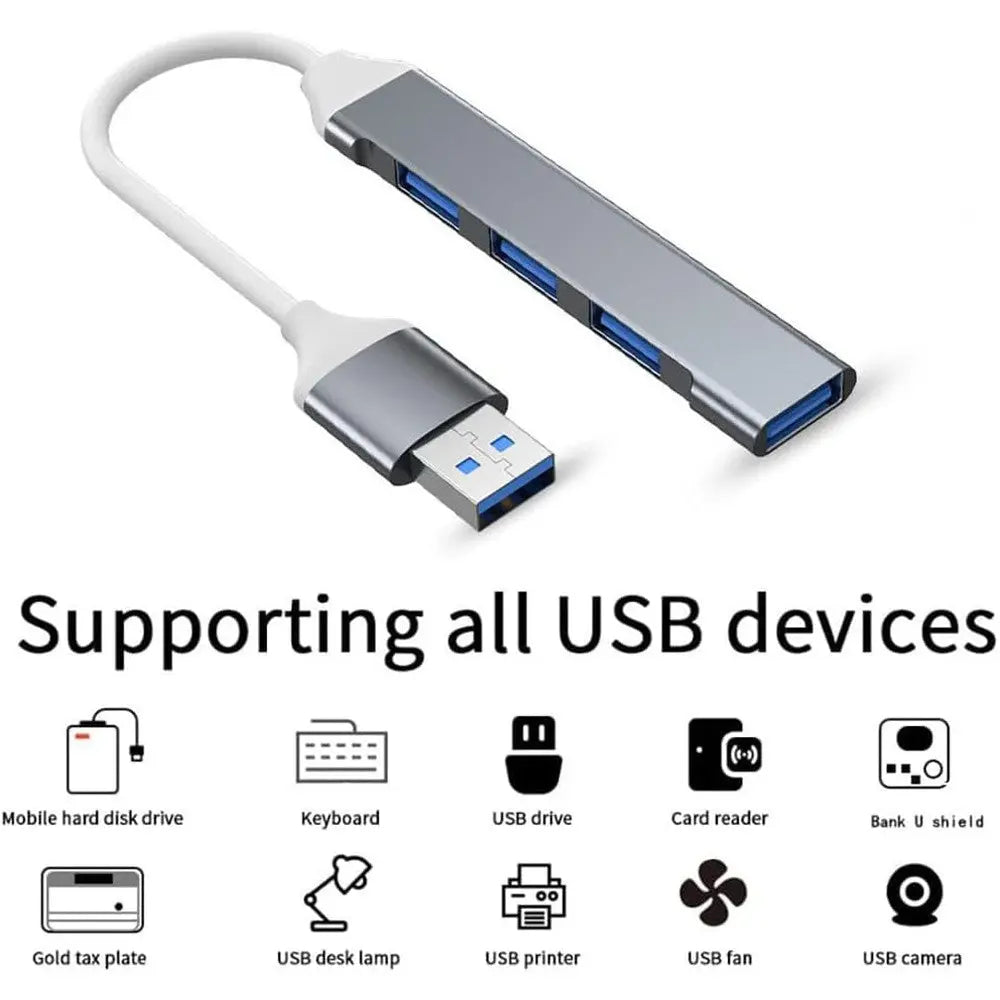 Concentrateur USB-A 3.0 4 en 1 en aluminium - Le Hub Ultraportable Mlink