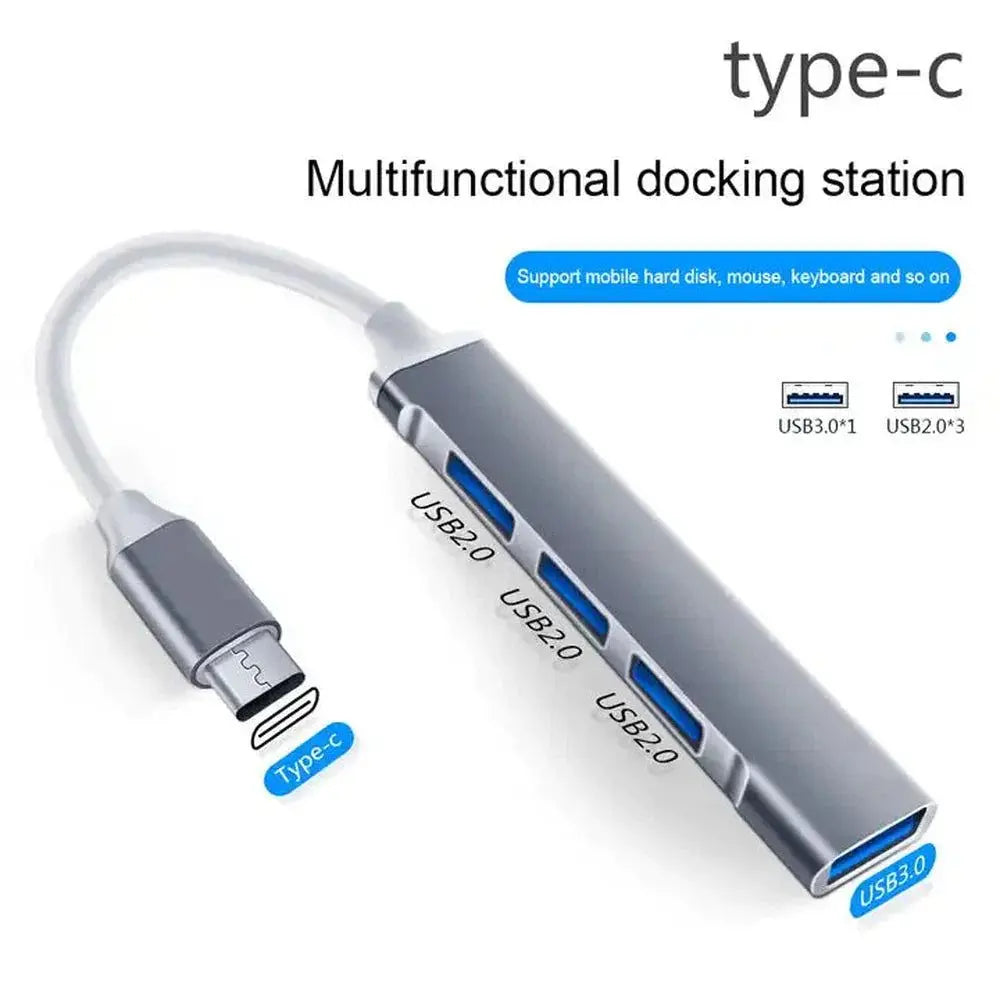 Concentrateur USB-C 3.0 4 en 1 en aluminium: Le Hub USB-C Polyvalent Mlink