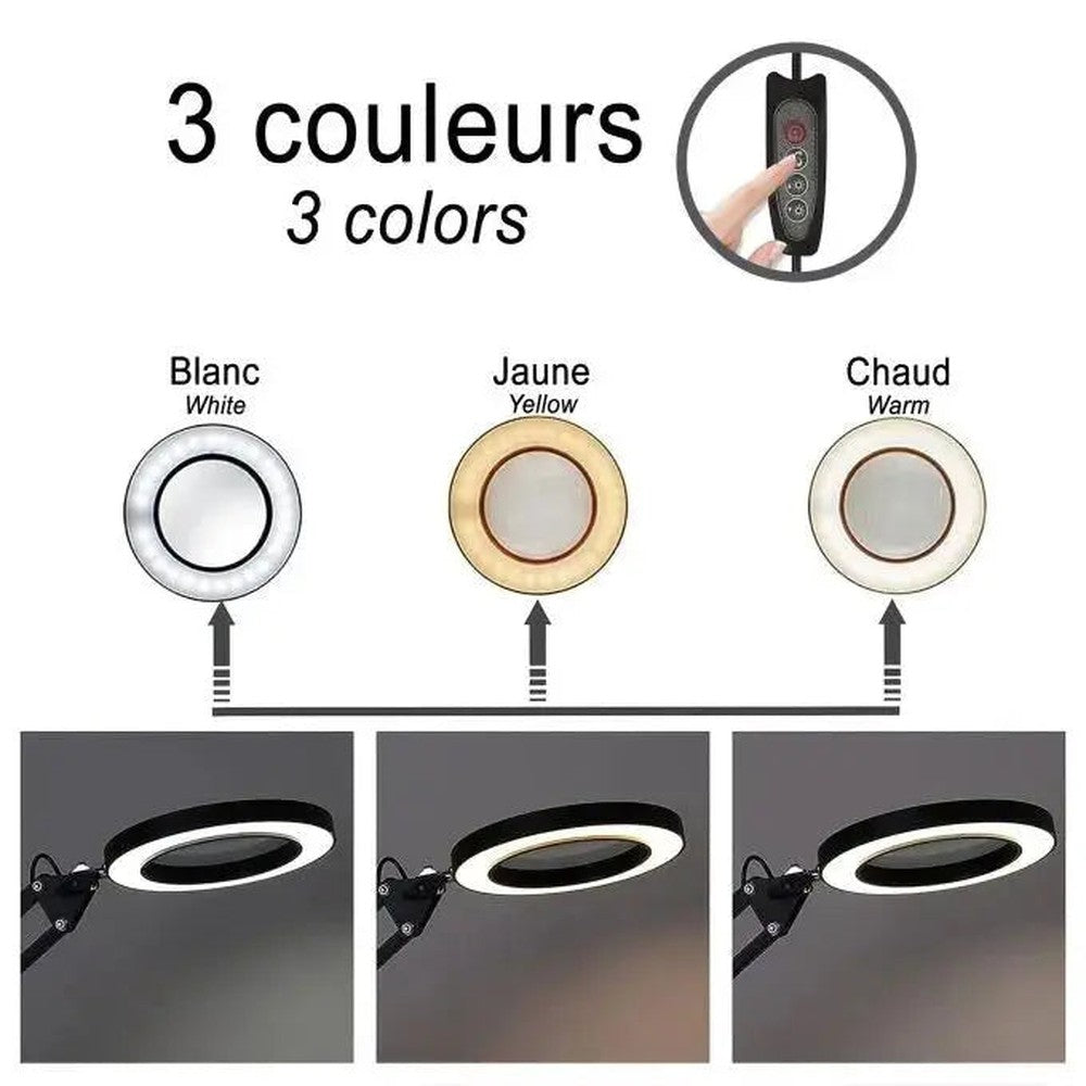 Lampe loupe pliable Mled avec lumière LED réglable