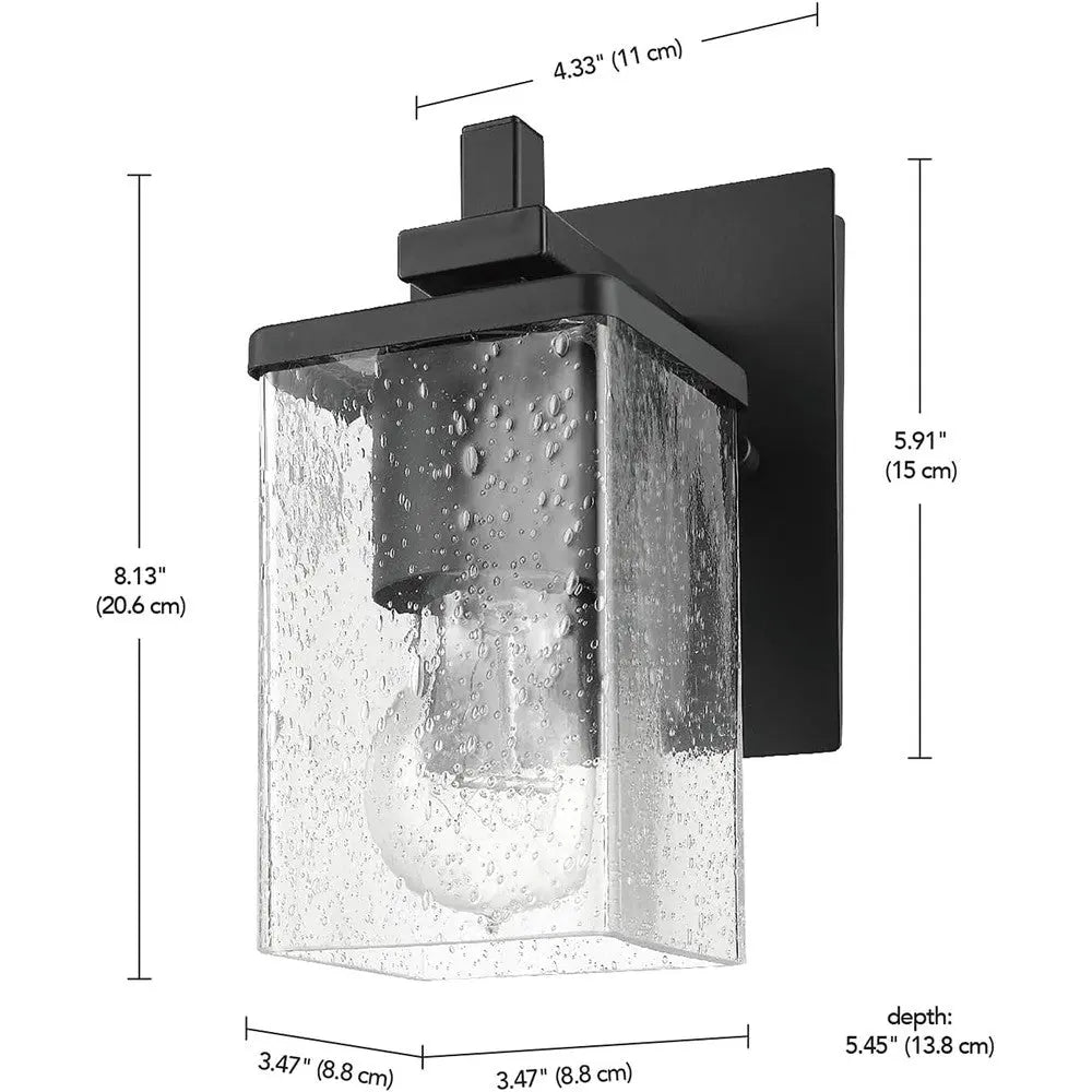 Luminaire murale Dakota - Noir mat, verre grainé