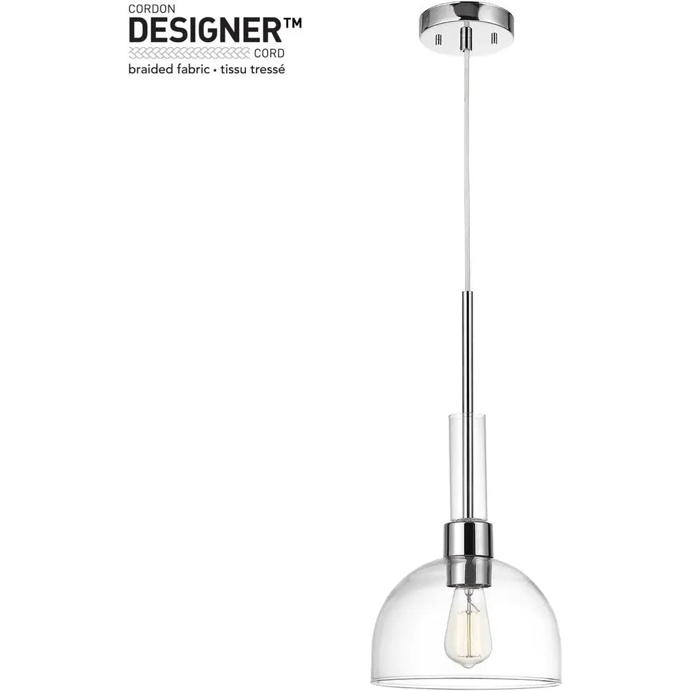 Luminaire suspendu en verre transparent et chrome pour îlot de cuisine et café