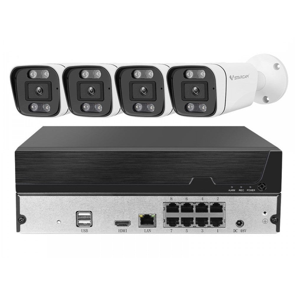 Ensemble de système de surveillance NVR et 4 caméras IR 4 MP avec connexion POE