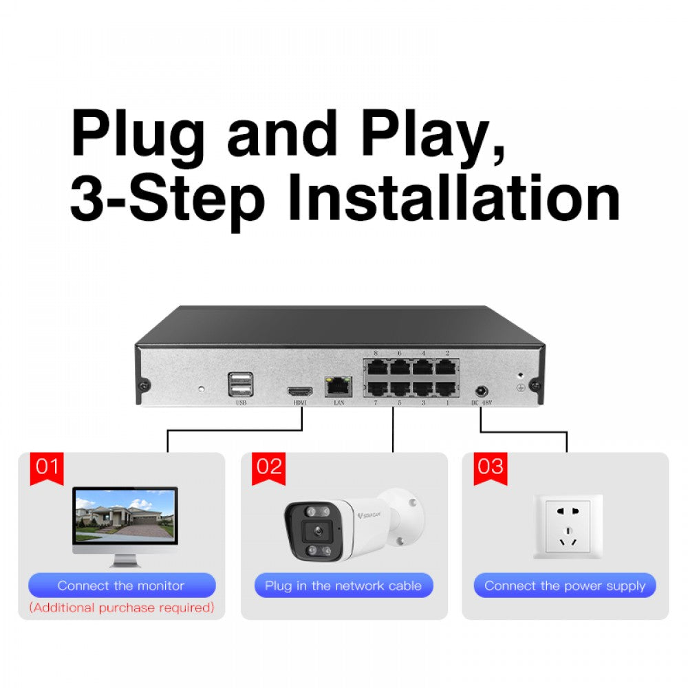 Ensemble de système de surveillance NVR et 4 caméras IR 4 MP avec connexion POE