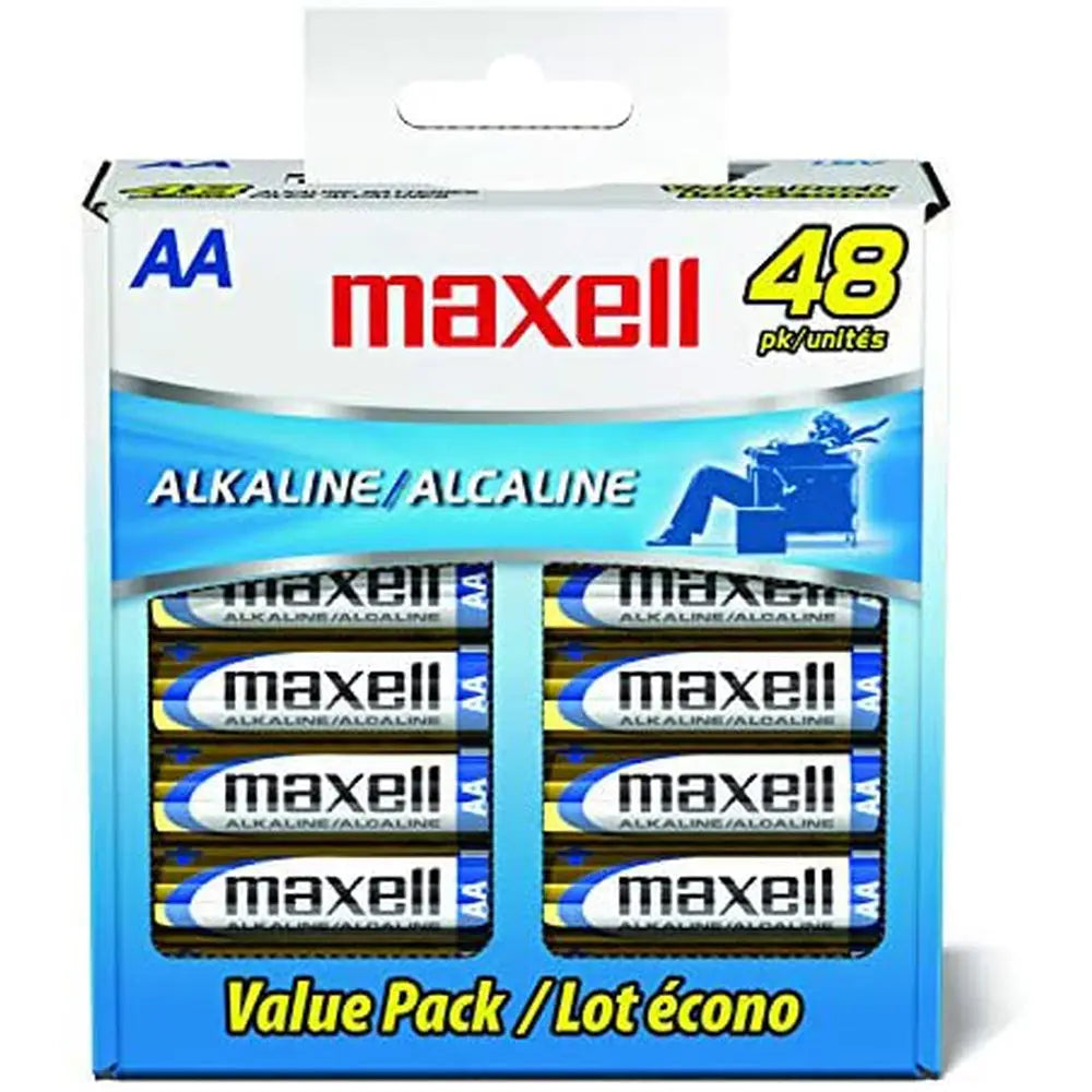 Piles alcalines AA Maxell longue durée - 48/pqt