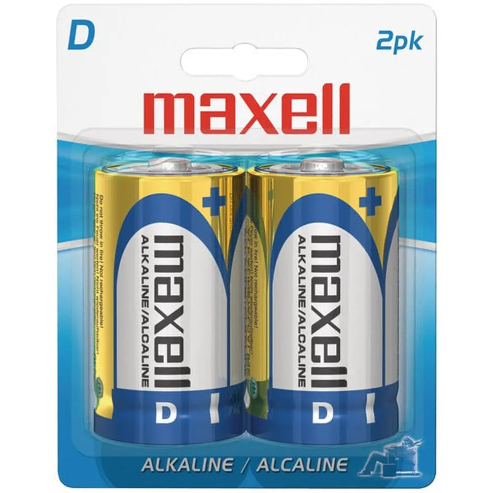 Piles alcalines D Maxell longue durée - 2/pqt