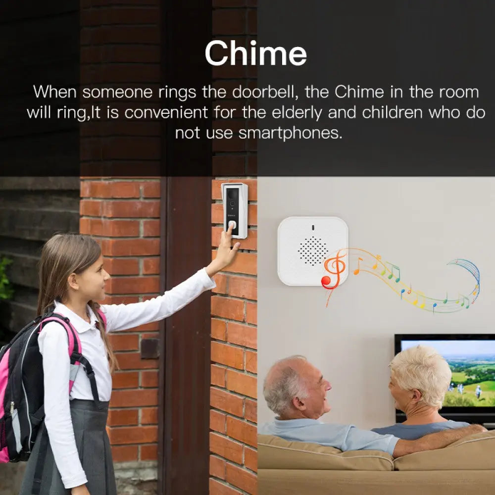 Sonnette Vidéo et carillon sans Fil avec Vision Nocturne et Détection de Mouvement