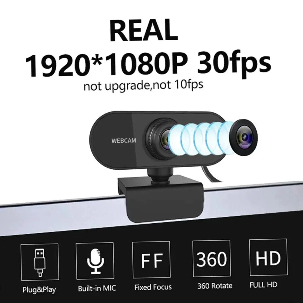 Webcam Full HD Plug & Play 2MP - Qualité Vidéo Exceptionnelle pour Télétravail et Appels Vidéo Full HD 1080P