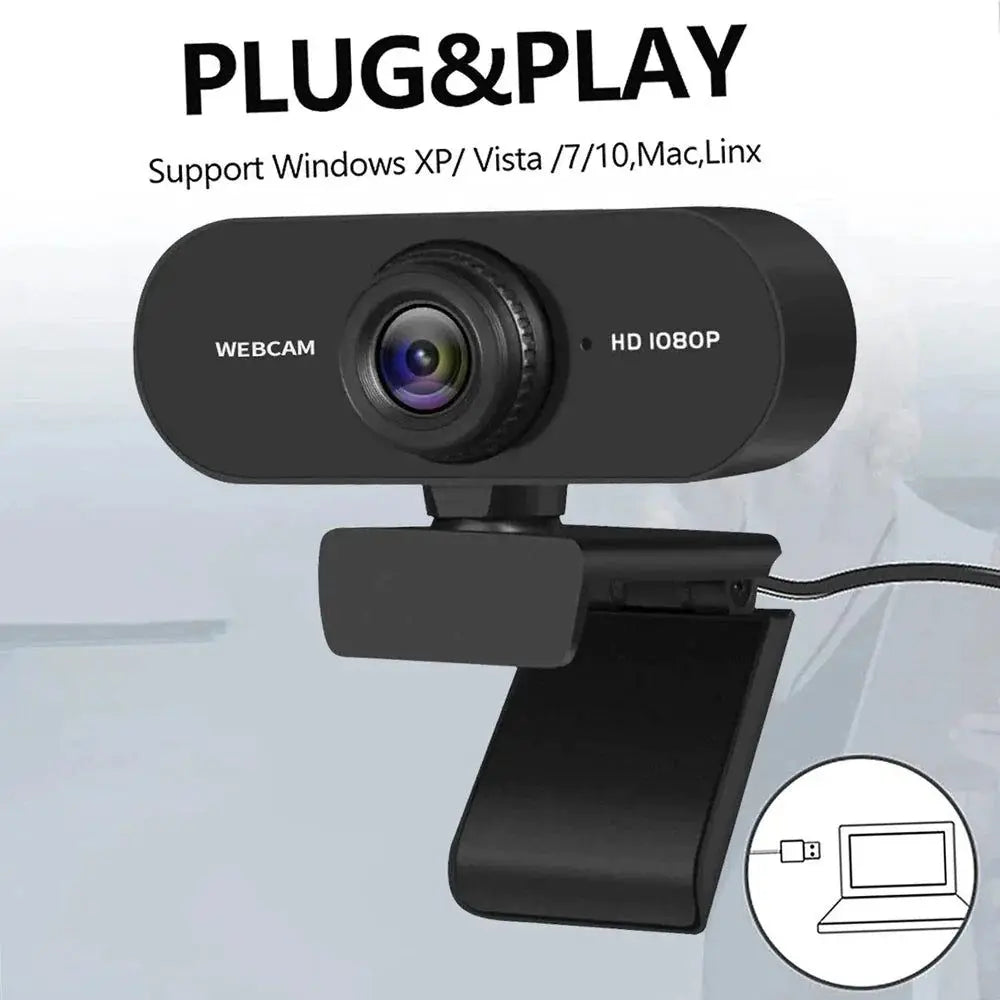 Webcam Full HD Plug & Play 2MP - Qualité Vidéo Exceptionnelle pour Télétravail et Appels Vidéo Full HD 1080P