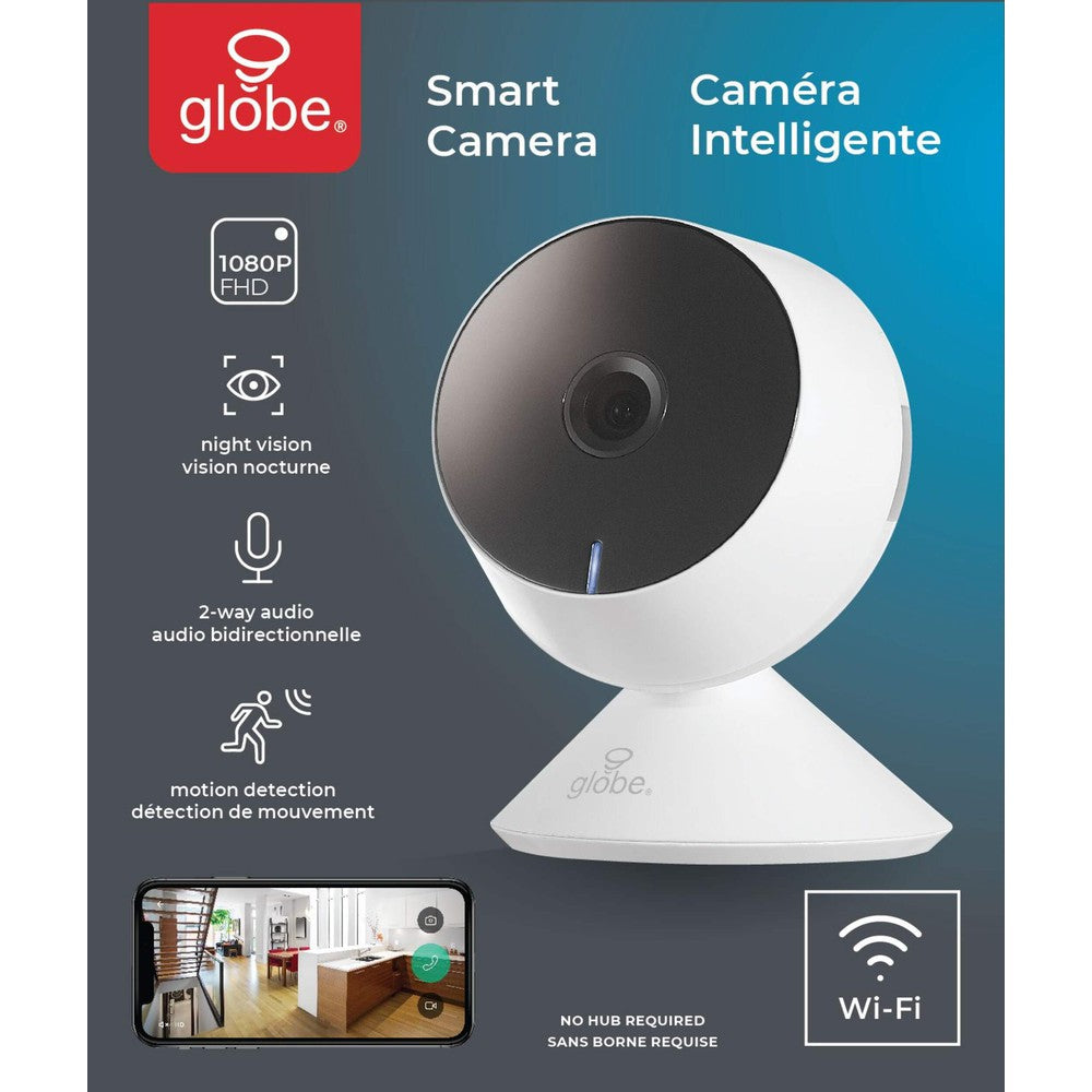 Caméra de sécurité intelligente Wi-Fi d'intérieur 1080p avec détection de mouvement - Globe #50147