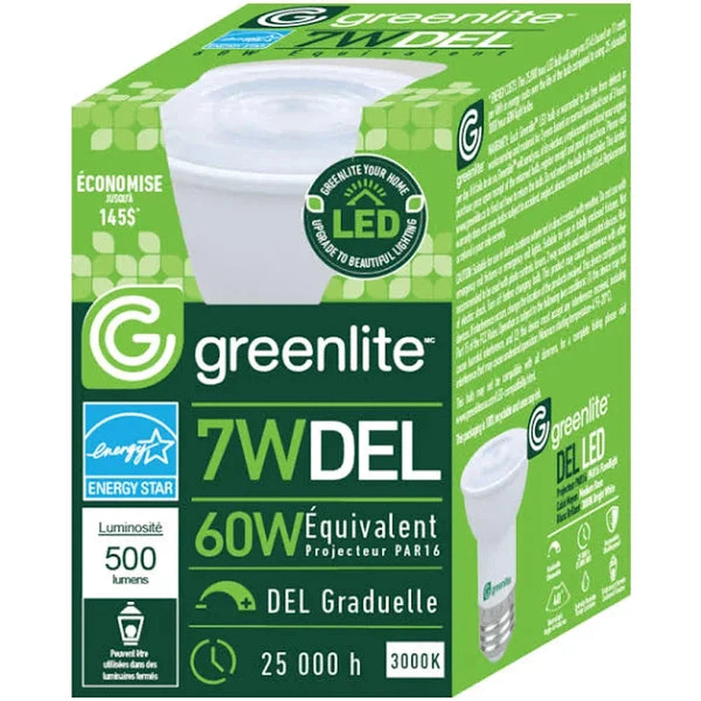 Ampoule DEL PAR16 7W graduelle 3000K