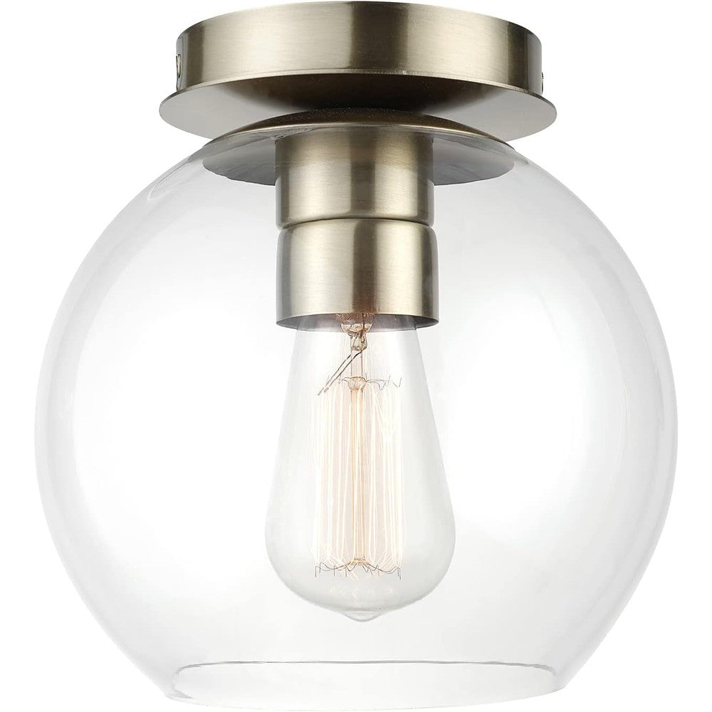 Plafonnier Élégance Dorée en Laiton avec Abat-jour en Verre Transparent