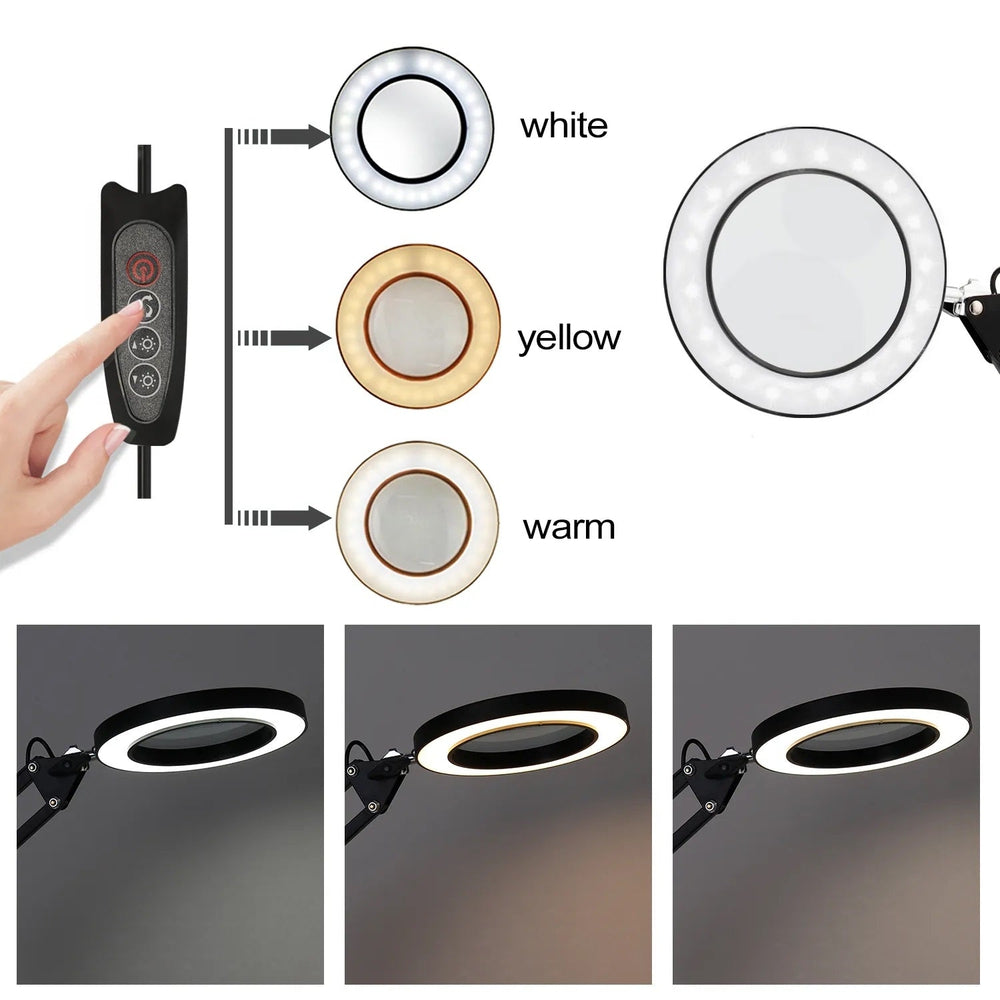 Lampe loupe pliable à DEL 12W avec couleur ajustable