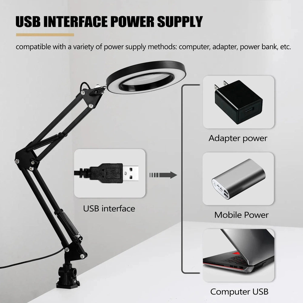 Lampe loupe pliable à DEL 12W avec couleur ajustable